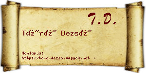 Törő Dezső névjegykártya
